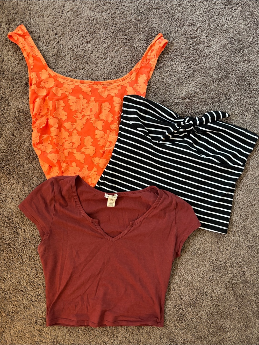 Bozzolo Bright Orange Floral Scoop Neck Tank Top
